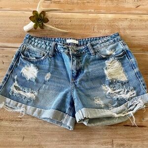 Cello Distressed Jean Shorts Medium